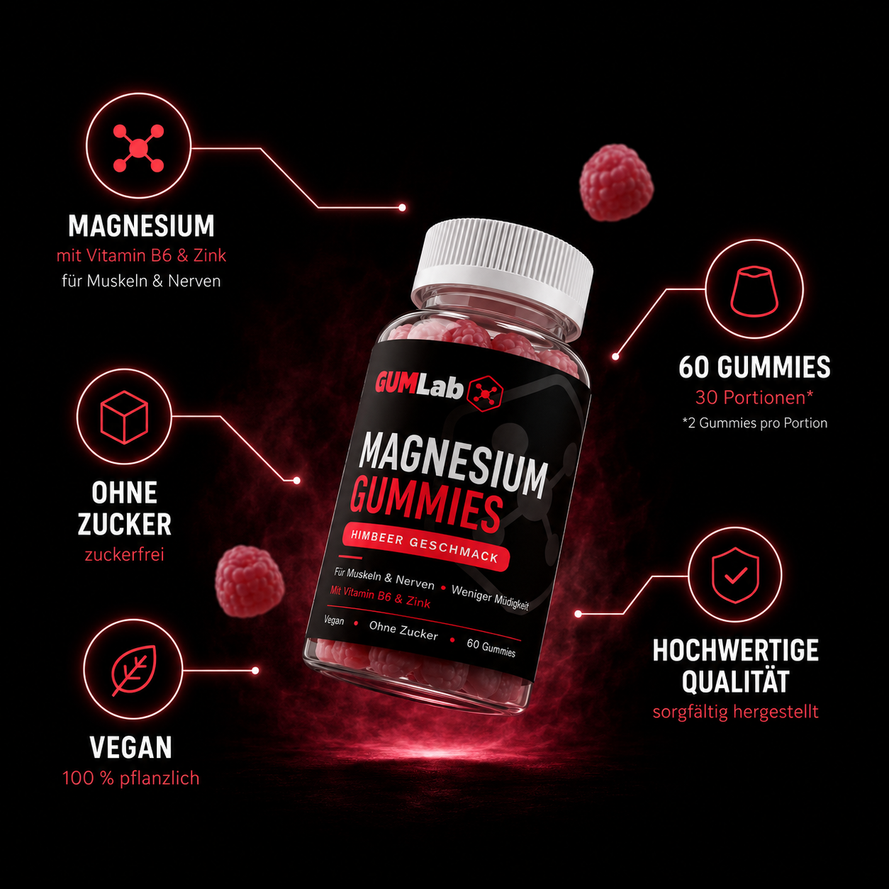 Magnesium Gummies – Himbeere | Magnesium + Zink + B6